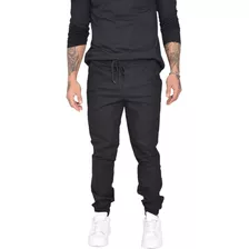 Calça Sarja Jogger Bege Joger Masculina Slim C/ Elástico Pre