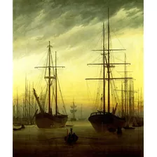 Vista De Um Porto Navios 1815 De Friedrich Em Tela 51cmx42cm