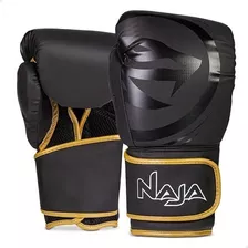 Luva Muay Thai Boxe Naja Black Dourada + Bolsa