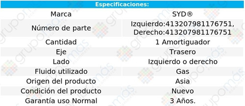 1 Amortiguador Gas Tra Der O Izq Volkswagen Polo 03-07 Syd Foto 2