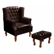 Cadeira Luxo E Puff Chesterfield Luis Xv