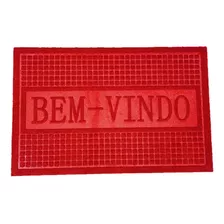 Tapete Capacho Pano Porta Antiderrapante Bem Vindo Vermelho