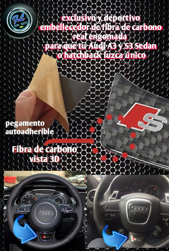 Embellecedor Fibra Carbon Volante Audi Sline A1 A3 A4 A5 Q3  Foto 3