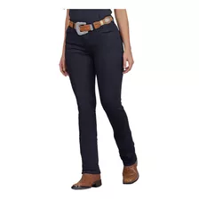 Calça Jeans Grosso Feminina Cós Alto Elastano Barra Reta