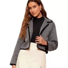 Chaqueta Cazadora Tipo Blazer Gris Mujer L