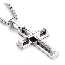 Yl Men&#39;s Cross Necklace 316l Stainless Steel Large Jesu.