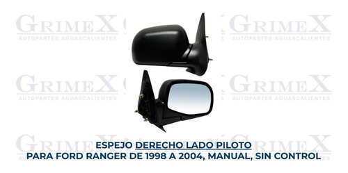 Espejo Ranger 1998-98-99-00-01-2002-02-03-04-2004 Manual Foto 4