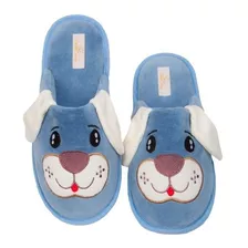 Pantufa Chinelo De Quarto Inverno Cachorro Fantasia Dog Azul