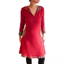 Vestido Rojo , Lanilla Estampado, Ropark, Diseños Exclusivos