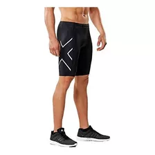 Shorts De Compresión 2xu Core, Negro /plateado, Mediano