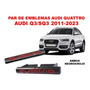 Par De Emblemas Quattro Audi Q3/sq3 2011-2023 Crom/negro
