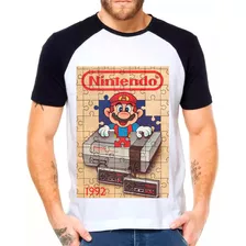 Camiseta Raglan Luigi Super Mario Camisa Blusa Moleton