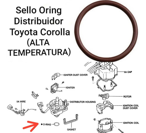 Sello Oring Viton Distribuidor Toyota Corolla 