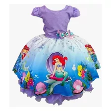 Vestidotemático Sereia Ariel Acomp Tiara + Saiote