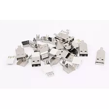 Uxcell 10pcs Soldadura Usb Tipo A Conector Macho W Concha De