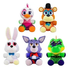 Pacote Com 5 Bonecos De Pelúcia Fnaf Midnight Security Breac