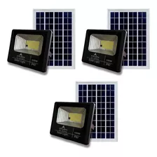 Kit 3 Refletor Holofote Ultra Led 100w Controle Placa Solar