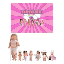 Mini Kit Display + Painel 1,5x1m Festa Roblox Feminino