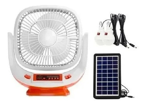 Ventilador Recargable Solar / Linterna / Radio / Bluetooh 