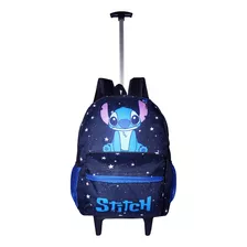 Mochila Lilo Stitch Infantil Feminina Rodinhas Escolar Grand Cor Azul Desenho Do Tecido Lilo & Stitch