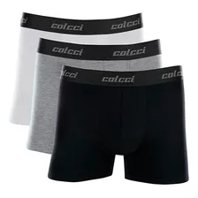 Kit 3 Cuecas Boxer Masculina Colcci Preta Branca Cinza