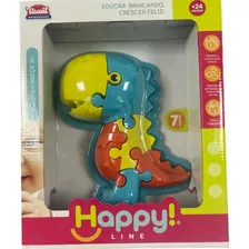 Brinquedo Quebra Cabeça Didático 3d Dino Happy Line 2 Anos