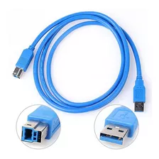 Cable Datos Impresora Usb 3.0 Macho A Macho Tipo A-b 3 Mts Color Azul
