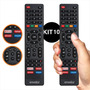 Kit 10 Controles Remotos Para Tv Philco Enveloz Compatível Com Botões Netflix E Youtube Globoplay E Amazon Prime Atacado Preto