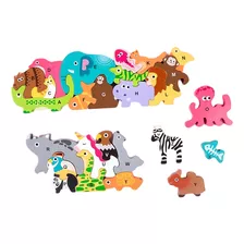 Puzzle Alfabeto De Animales De Madera Montessori Escolares