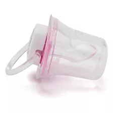Chupeta 100% Silicone Bico Achatado T1 Protetor Lolly Rosa