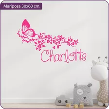 Vinilo Decorativo Infantil Mariposa Con Nombre Personalizado