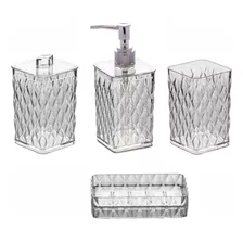 Kit Higiene Banheiro Glamour 4 Itens Lavabo Completo Incolor