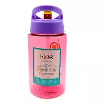 Botella Infantil Con Bombilla Para Agua Jugo Rosado