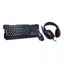 Combo Gamer Teclado Mouse Auricular Genius Kmh-200 Color Del Teclado Negro