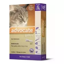 Combo Advocate Proteção Para Gatos Ácima 4 A 8kg 5 Pipetas 