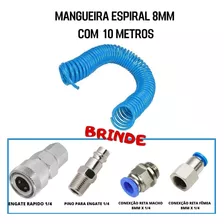 Mangueira De Ar Compressor Espiralada Espiral 8mm Pu 10 Mts