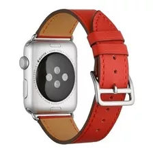 Pulseira Heras Couro Para Apple Watch 38/40/41mm 42/44/45mm Cor Vermelho Largura 44.42 Mm