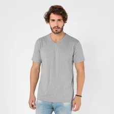 Camiseta Masculina Básica Comfort Gola V Laranja