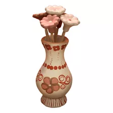 Vaso De Cerâmica Pequeno Com Flores Vale Do Jequitinhonha 