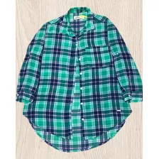 Camisa Hollister Talla Xs Verde Cuadrille