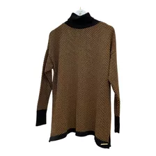 Blusa Poncho Tricot Gola Alta Xadrez Geometrico Moda Inverno