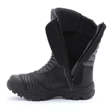 Bota Coturno Masculino Couro Motoqueiro Militar Confortavel 