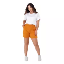 Short Feminino Moletinho Com Bolso Cintura Alta Moda Verão