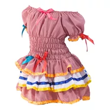 Vestido Caipira Festa Junina Infantil Quadrilha Luxo