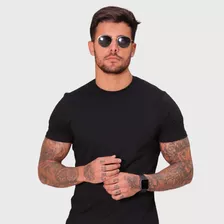 Camiseta Masculina Preta Lisa Basica 100% Algodão Premium