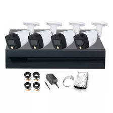 Dahua Kit De 4 Cámaras De Seguridad Exterior Fullcolorkit-a-4cc3 Full Color 2 Mp 3 Tb Micrófono Integrado Circuito Cerrado Facil Instalación Busqueda De Humanos Fullcolorkit-a Cctv