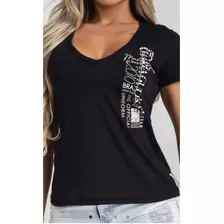 Blusa T-shirt Decote V Maria Gueixa 7890