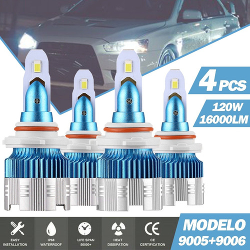 Kit De Focos Led 8000lm Luz Alta/baja/niebla Para Mitsubishi