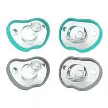 Kit Chupeta Nanobebé Flexy Active 4m+ Verde E Cinza- Pack 4