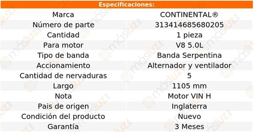 Banda 1105 Mm Acc Cutlass Supreme V8 5.0l 87 Vent, Alt Foto 5